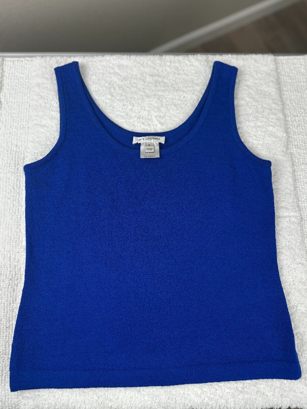 St. John Royal Blue Wool Blend Knit Tank Top Petite P